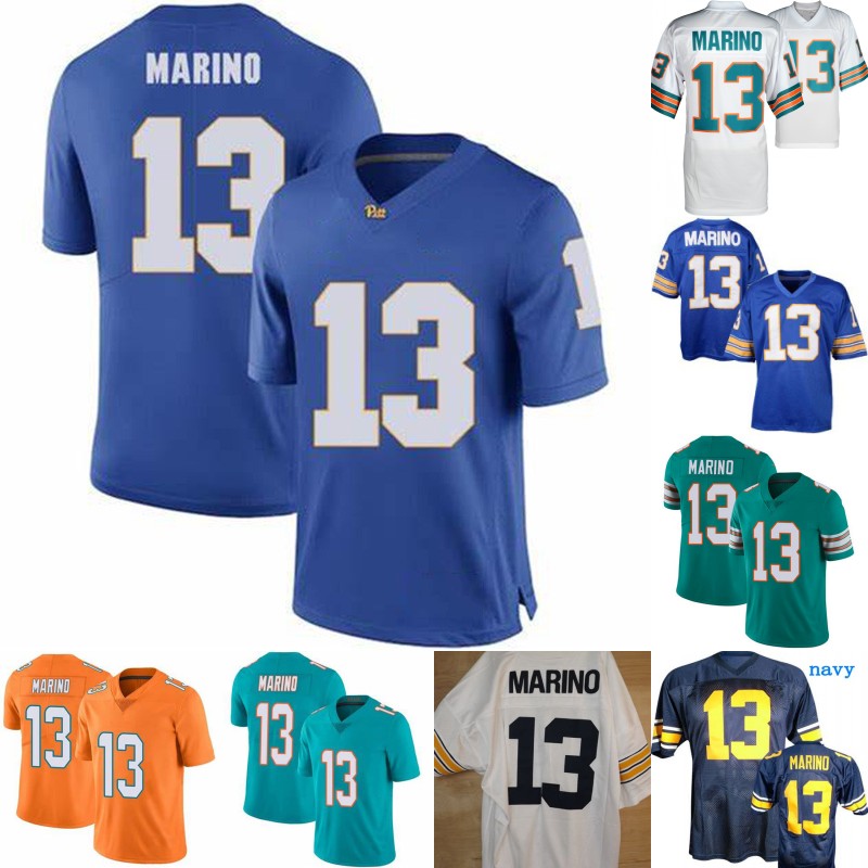 

#13 Dan Marino Jersey Central Catholic High School College Football Jerseys White Orange Navy Blue Green S-5XL, White 1