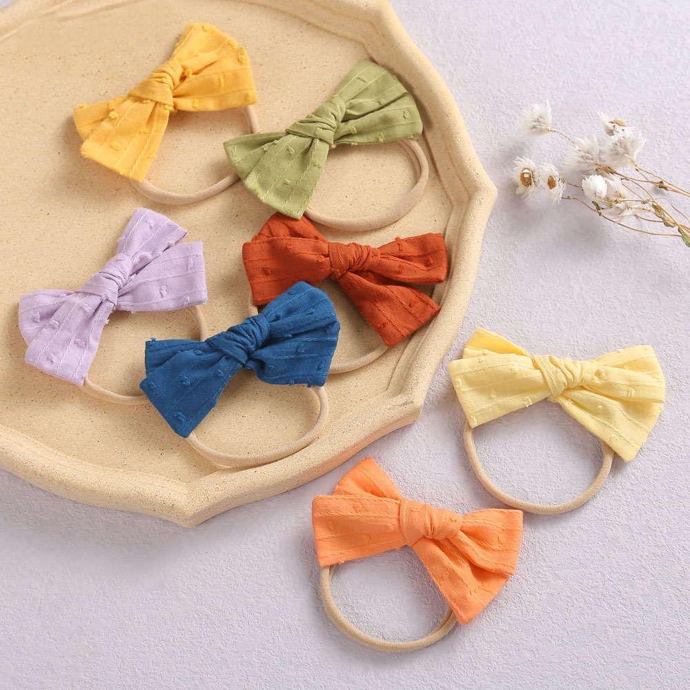 

15765 Europe Infant Baby Bowknot Headband Kids Nylon Elastic Hair Band Children Headwear Kid Accessory 17 Colors, Please remark color