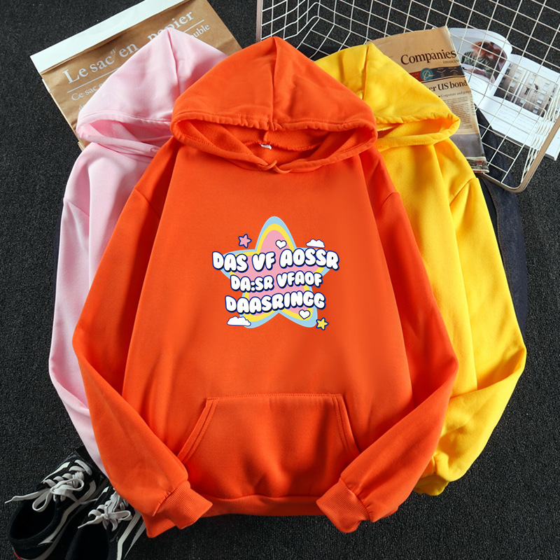 

Autumn and winter letters five-pointed star printed hoodie female languorous wind Korean version of the new loose hooded jacket students add velvet pullover jacket, Beige