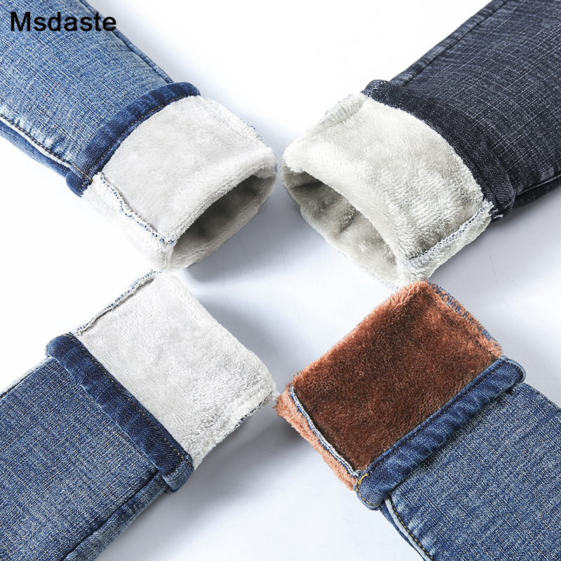 

Winter Warm Jeans Women 2021 New High Waist Stretchy Female Thick Fleece Denim Trousers Slim Elastic Jeans Velvet Pencil Pants, White fur inside