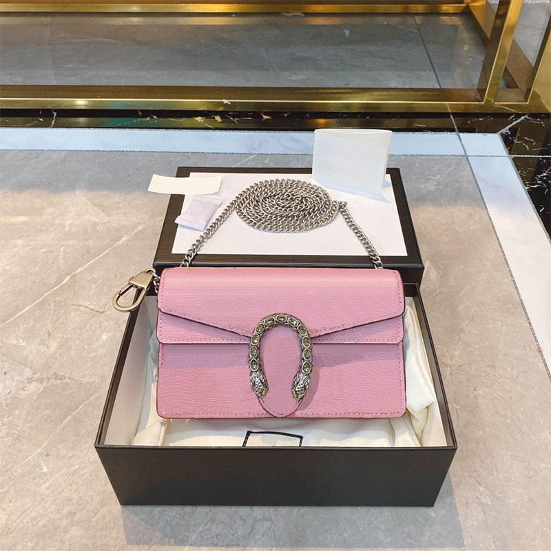 

Mini classic retro ladies pink leather 18 cm girls bag handbag purse messenger fashion designer chain shoulder, No bag