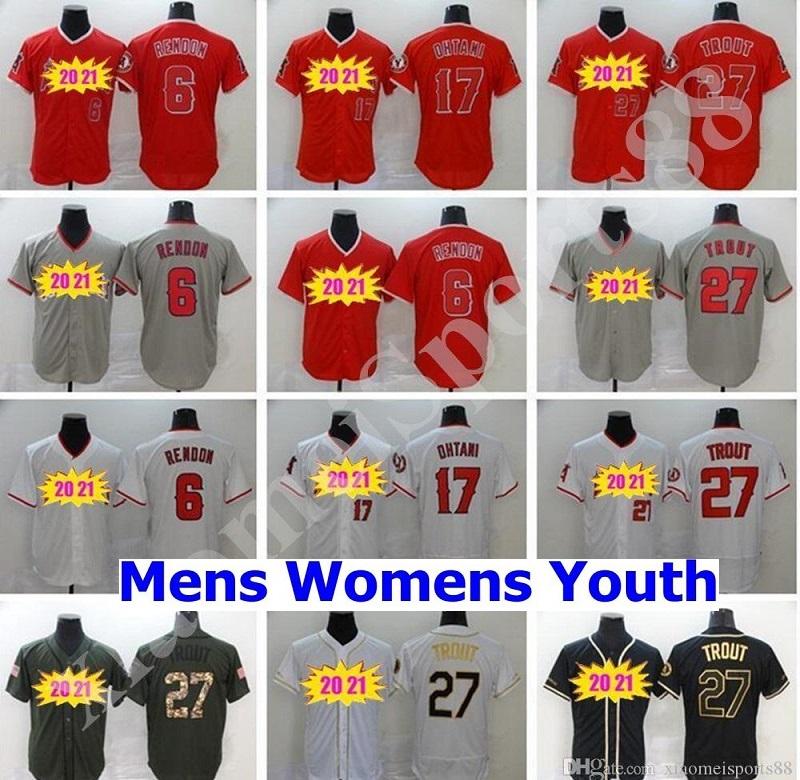 

New Los Angeles 2020 Angels Men Women kids 6 Anthony Rendon 27 Mike Trout 17 Shohei Ohtani Baseball Jerseys, As shown in illustration