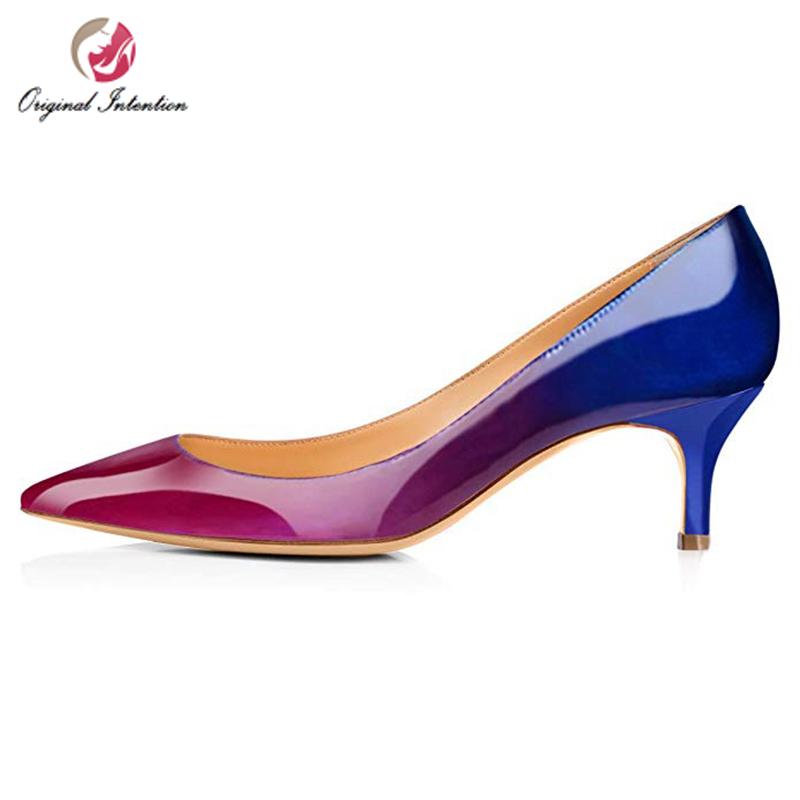 

Original Intention Casual High Heels Women's Pumps Ladies Salto Alto Quality Patent Leather Colors Mixed Shoes US 13 Talon Femme Dress, Black