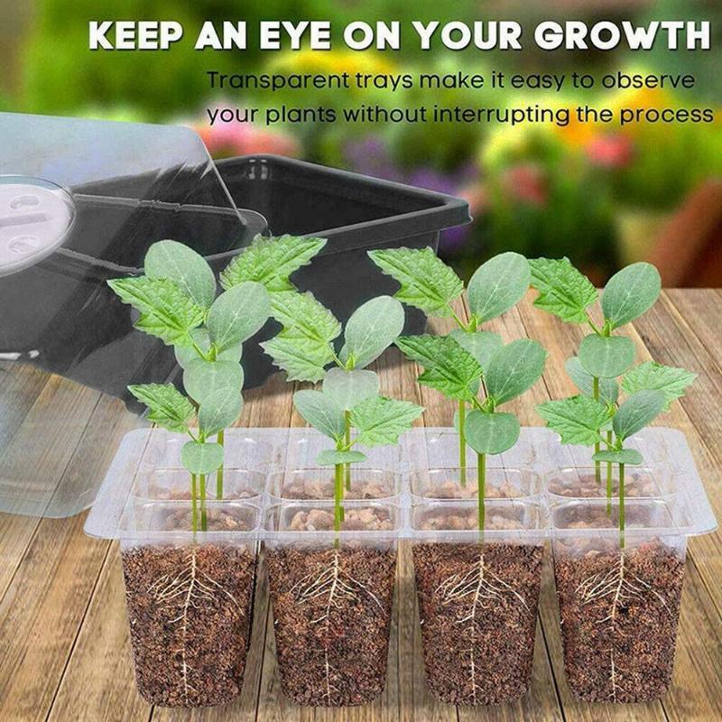 

1/5 PCS Planting Nursery Pots With 6/12 Cells Mini Greenhouse Ventilated Cover Seedling Tray For Outdoor Indoor K9Store Planters