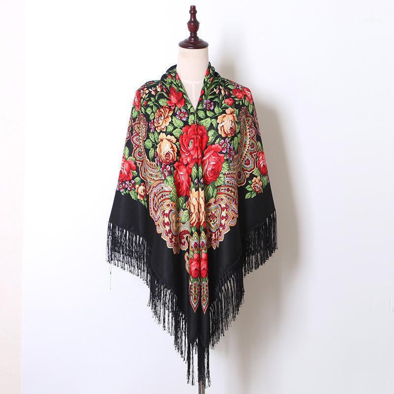 

Scarves Winter Blanket Shawl Russian National Babushka Oversize Retro Women Tassel Foulard Ethnic Square Poncho Hijab 160cm Wrap Scarf1