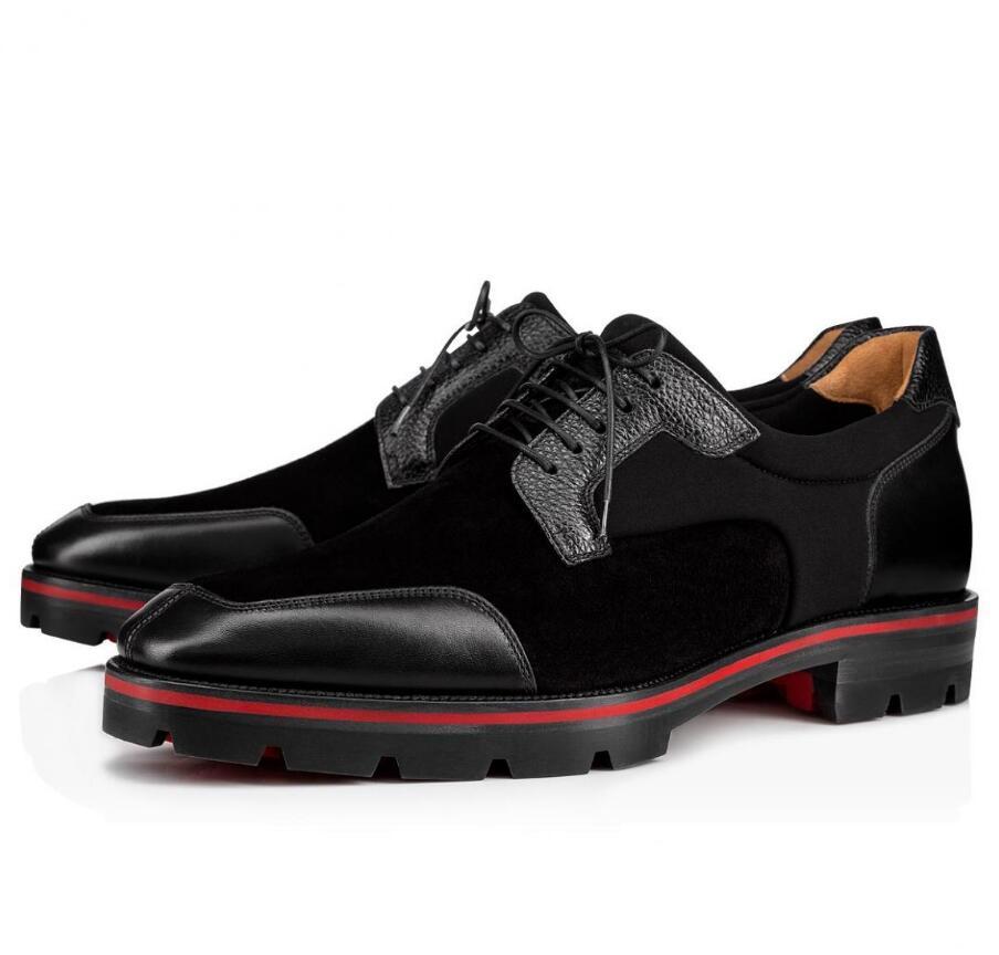 

Elegant Gentleman Mens Derby Simon Dress Shoes Red Bottoms Sneakers Rubber Lug Sole Loafers Lined Luxurious Moccasin Walking Flats EU38-47