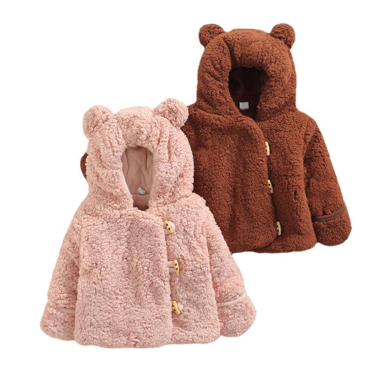 

Jackets Baby Girl Boy Velvet CoatLong Sleeve Hooded Buttons Solid Color Plush Warm Winter Cardigan Coat, Blue;gray