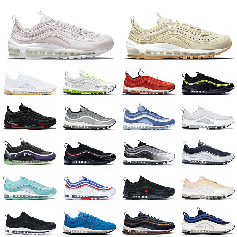

Classic 97 Men Women Running Shoes Woven Triple Black ALL White Undefeated Ghost Satan MSCHF INRI Jesus Cowboys Fan Fashion Trainers Sneakers 36-45, C18 summer pack 36-40
