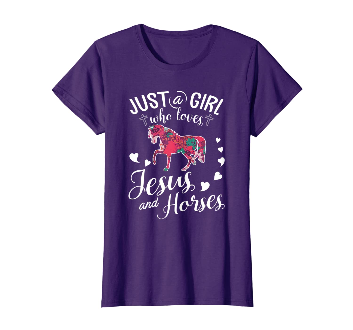 

Just A Girl Who Loves Jesus And Horses T Shirt Farmer Lover, White;black