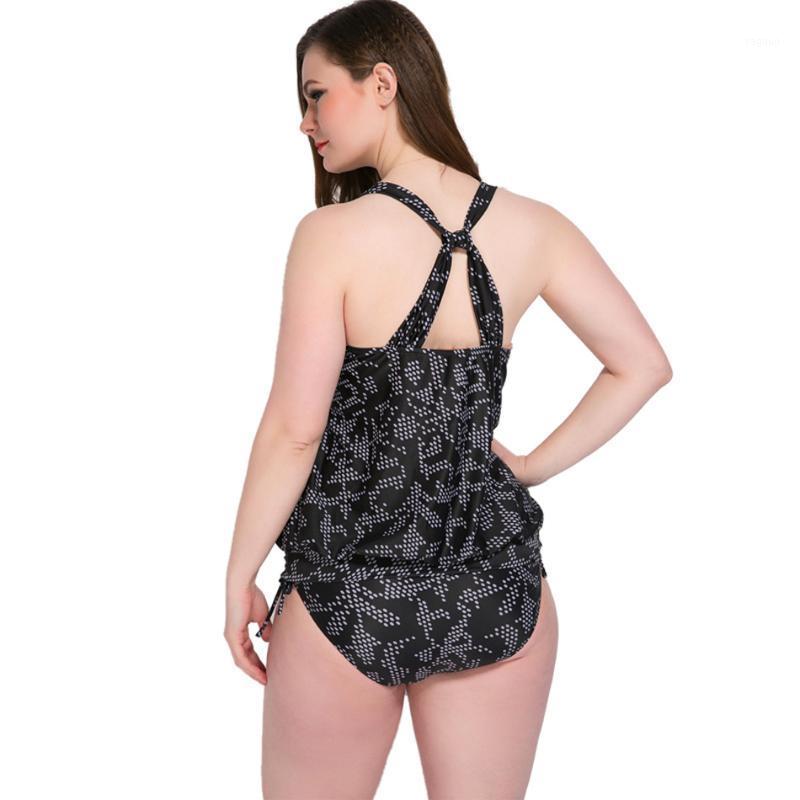 

Women's Swimwear DAISSIONI Molded Padding Tankini Wireless Cross Back Two Pieces Swimsuit Drawstring Classic Lined Bikini Bottom In Slava St, Black