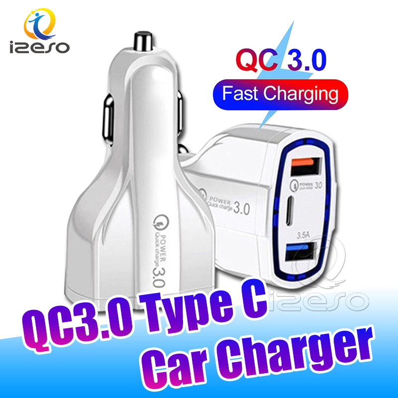 

35W PD Car Charger Type C QC3.0 3 in 1 USB Quick Charge Adapter for iPhone Samsung iPad Huawei izeso