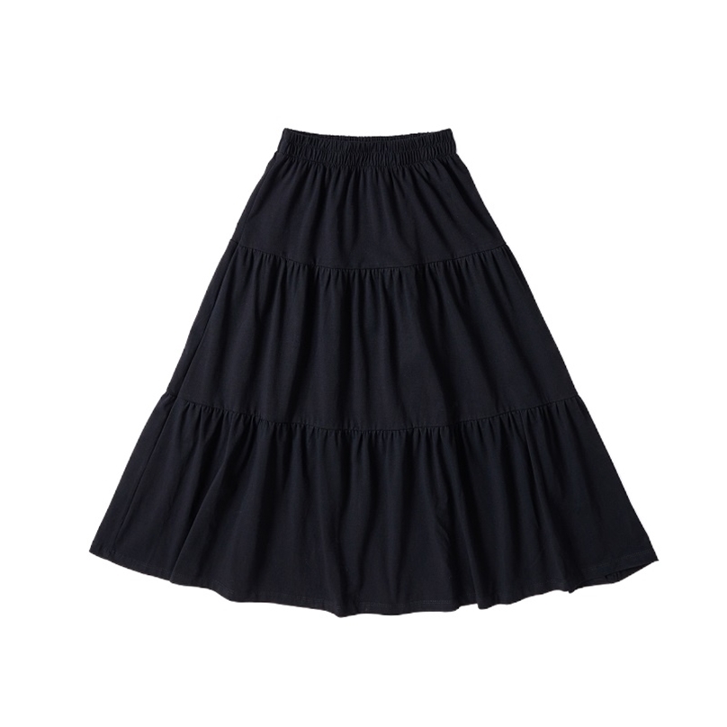 

To 20 Years, Summer Teen & Girls Skirt Thin Mommy and Daughter Clothes Lady Maxi Cotton Comfortable, #6131 210629, Black