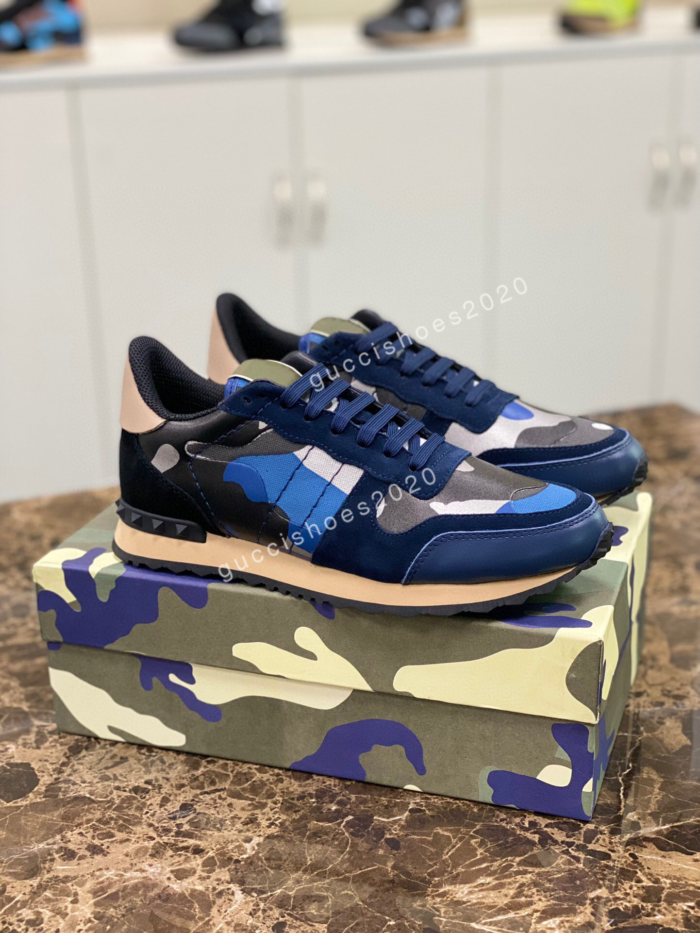 

Designer Fashion Suede Stud Rivet Shoes Men Camouflage Leather Sneakers Flats Runner Trainers Sport Casual Shoes, 07