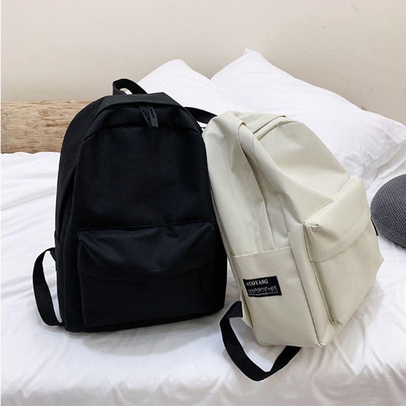 

Oxford cloth fashion leisure solid color Korean simple men's and women's backpack, White