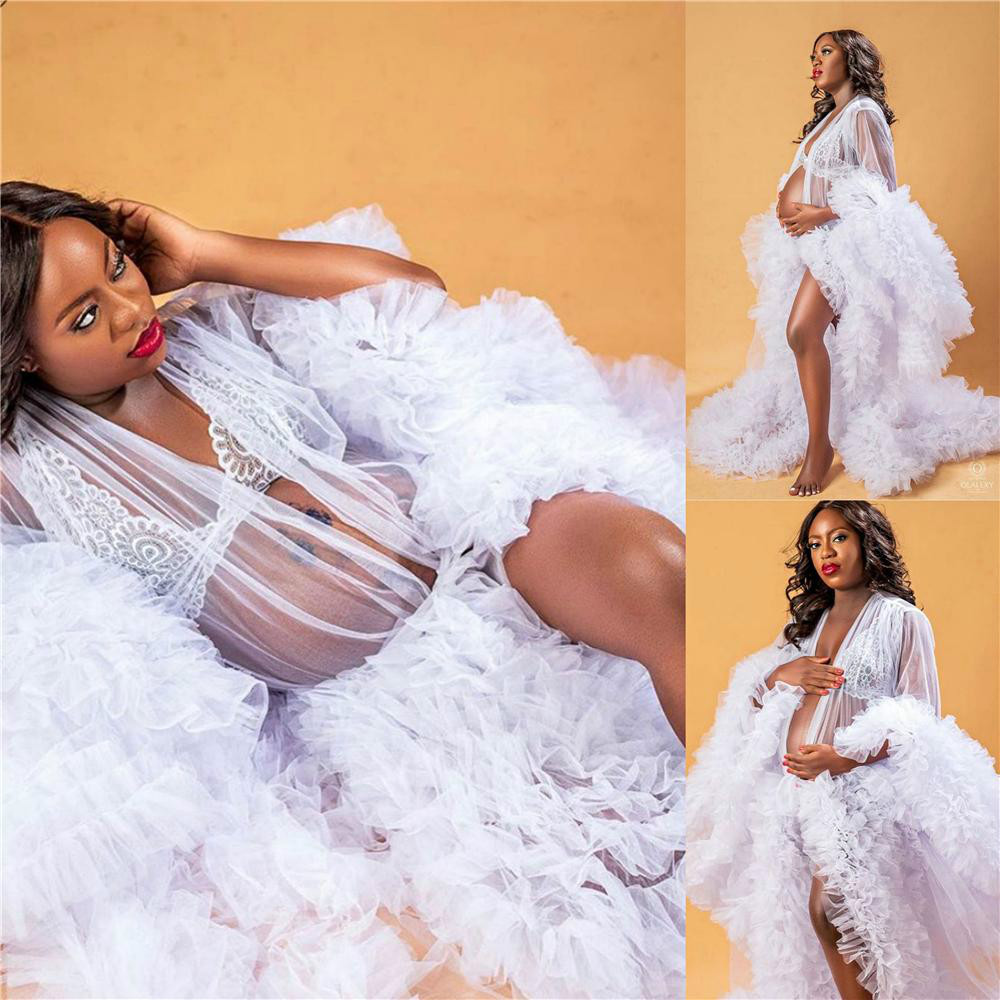 Peignoir de mariée Sexy blanc à volants, Lingerie longue, chemise de nuit, pyjama, vêtements de nuit pour femmes, vêtements de maison, vêtements