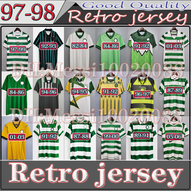 

1982 1984 1986 1989 Celtic Retro Soccer Jerseys 1991 1992 1998 1999 football shirts LARSSON Classic Vintage Sutton 1995 1997 kits top, Black;yellow