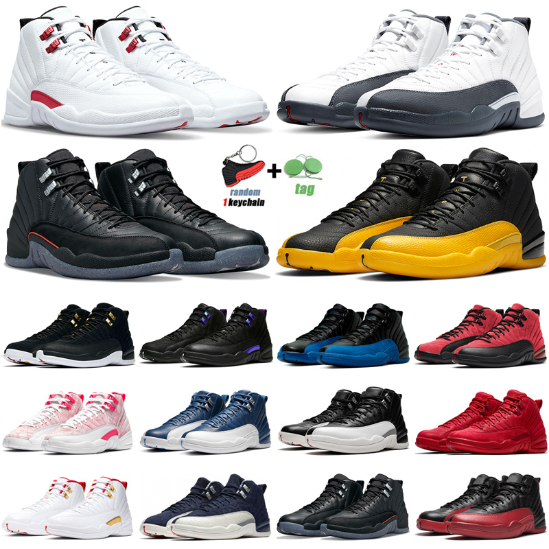 

Discount 12 Men Basketball Shoes 12s Jumpman Utility Twist Reverse Flu Game Dark Concord The Master Winterized mens trainers sport sneakers, Ovo black