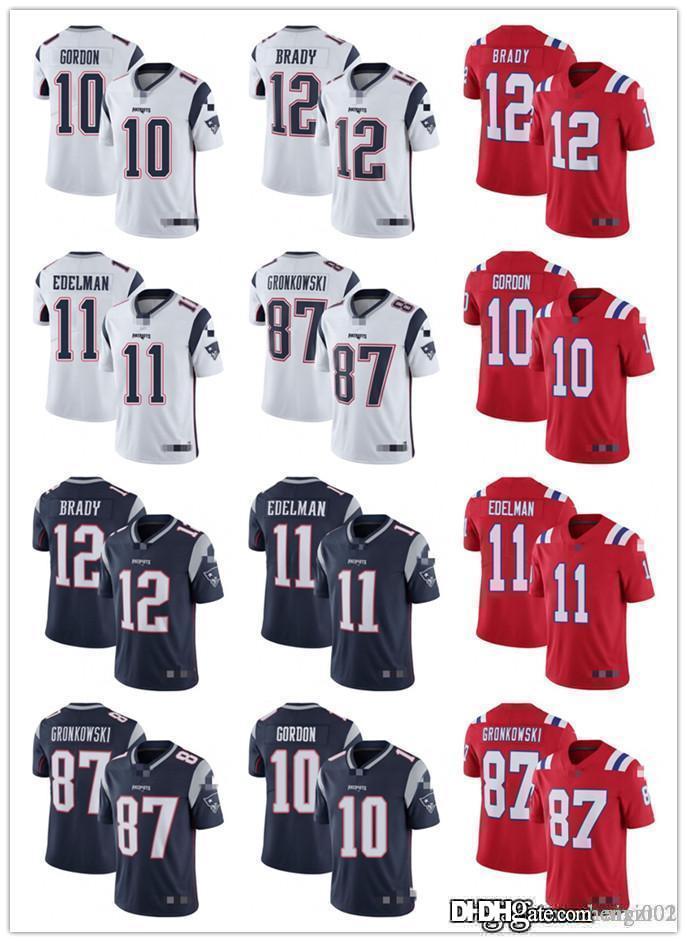 

Mens Womens Youth New Englands Patriots 12 Tom Brady 87 Rob Gronkowski 11 Julian Edelman 10 Josh Gordon custom Football Jerseys, Black;red