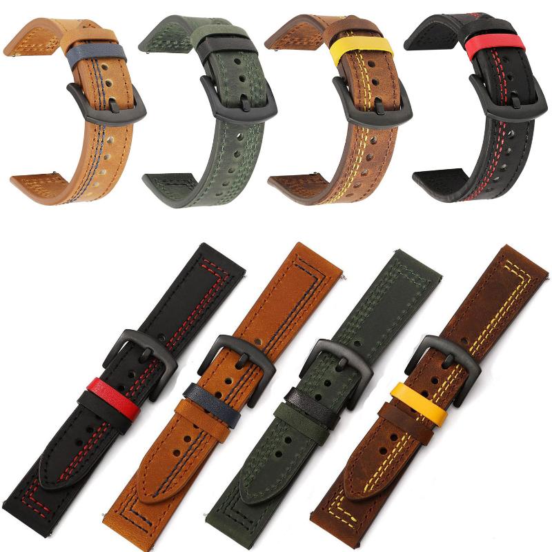 

Watch Bands Stitch Cowhide Watchband Soft Genuine Leather Band Wrist Strap 18mm 20mm 22mm 24mm With Black Stainless Steel Buckle