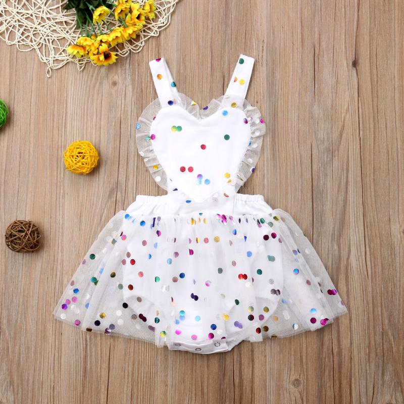 

Girl's Dresses Baby Girls Bodysuits Dress Sequin Born Girl Halter Tulle Jumpsuit Outfits Infant Summer Sunsuit, Red;yellow