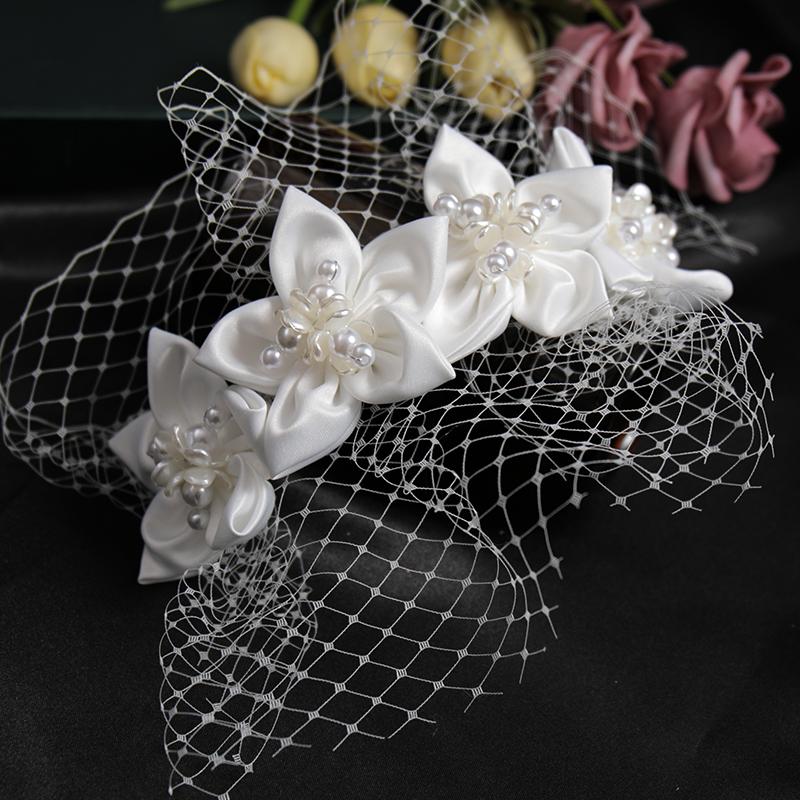 

Hair Clips & Barrettes Simulated Pearls Wedding Accessories Ribbon Stamen Flowers Headbands Grid Veil Vines Bridal Women Jewelry Hairbands, Golden;silver