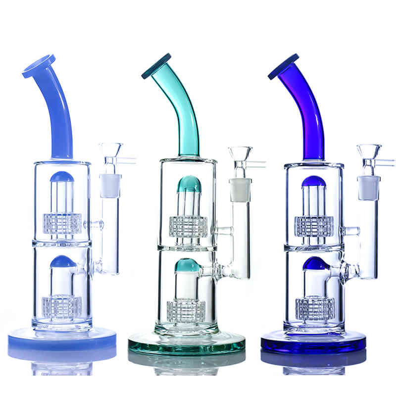 

11.2 inches Double tire shape Hookahs oil rig glass bong Water Pipes Bubbler with 14mm bowl for smoking