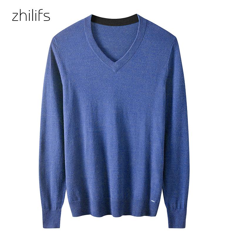 

Men's Sweaters Pullover V-Neck Sweater Men 2021 Autumn Winter Merino Wool Blend Warm Jumper Clothes Pull Homme Hiver Man Hombres, White;black