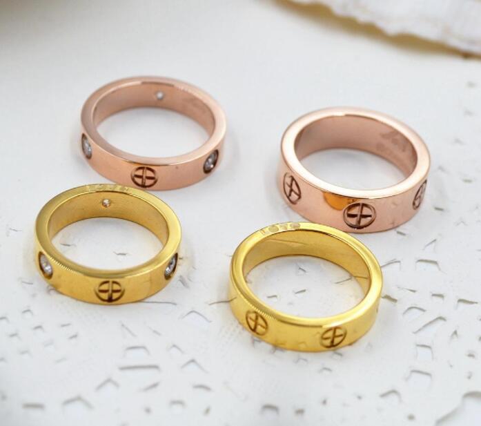 

Love Screw Ring mens Band Rings 3 Diamonds 2021 designer luxury jewelry women Titanium steel Alloy Gold-Plated Craft Gold Silver Rose Never fade Not allergic