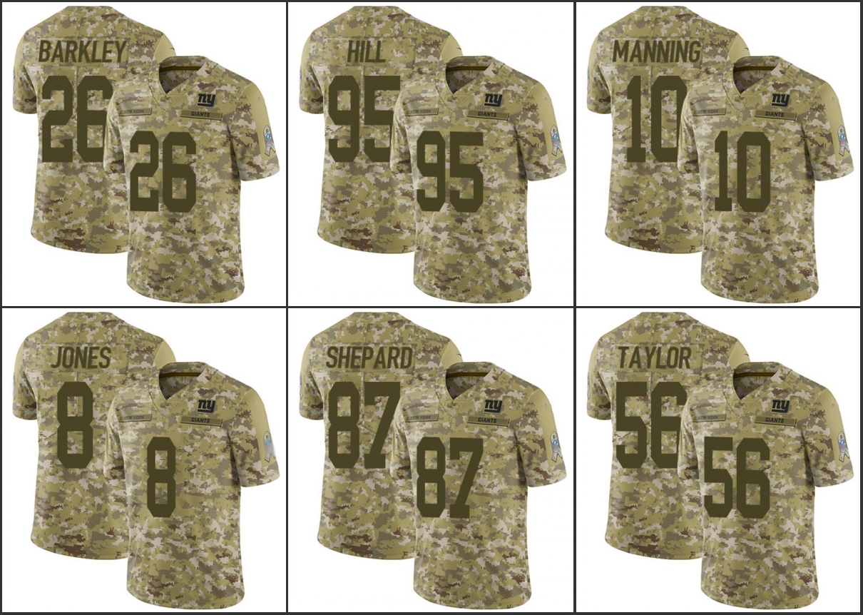

New YorkGiantsMen #8 Daniel Jones 26 Saquon Barkley 10 Eli Manning 56 Lawrence Taylor Women Youth Camo Salute to Service Jersey