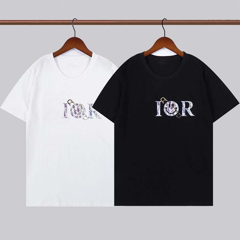 

Famous brand High quality cotton round neck men's T-shirt European and American fashion letters printed logo Summer casual couple short sleeves, White