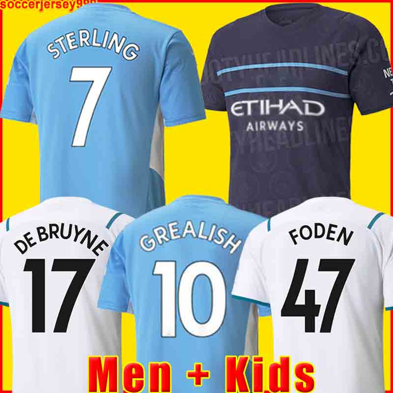 

21 22 GREALISH soccer jersey STERLING mANchesTEr G. JESUS CITIES FERRAN MAHREZ DE BRUYNE foden 2021 2022 football shirts MAN uniform men + kids kit sets, 21/22 kids home