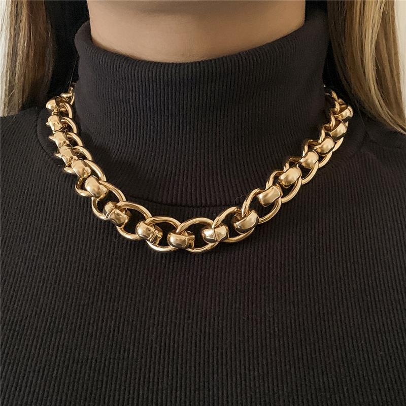 

Chains Punk Hip Hop Cross Link Thick Chain Choker Necklaces Gold Color Geometric For Women Clavicle Neck Jewelry, Silver