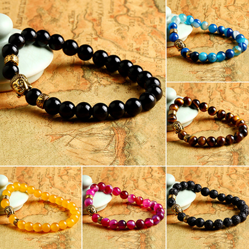 

2019 New Chakra Bracelets Natural Stone Black Lava Beads Bracelet Women Men Balance Yoga Jewelry Pulseira Feminina Buddha Prayer