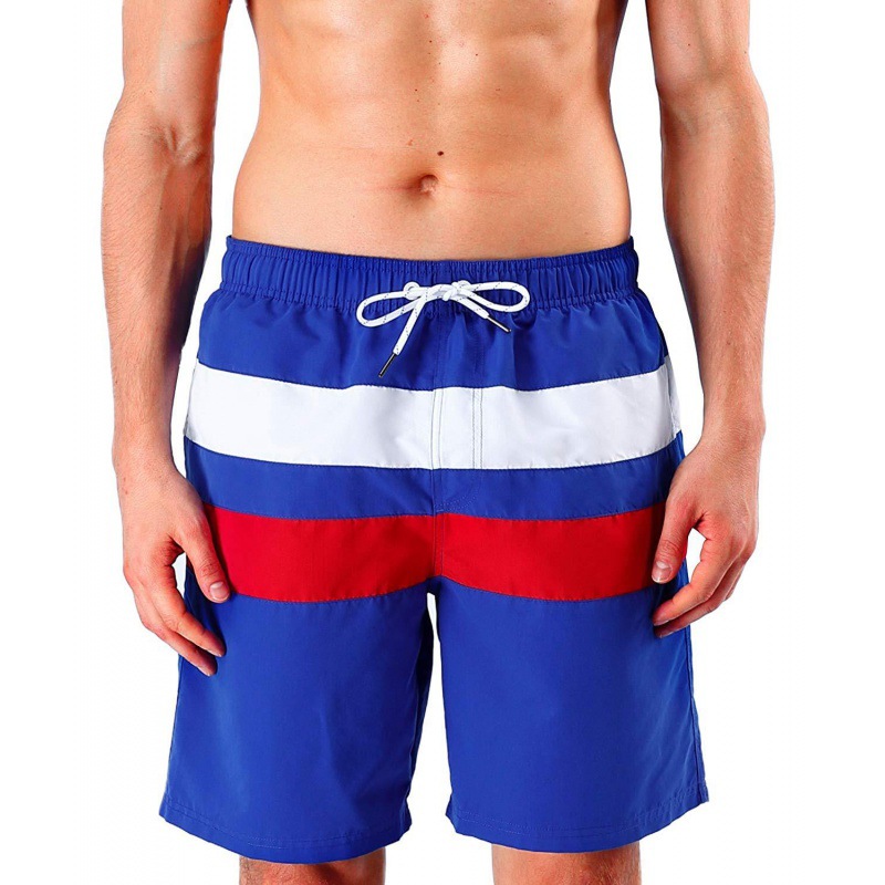 

Contrast Stripes Men's Plaid Beach Pants Quick-drying Shorts Sports Casual Pants