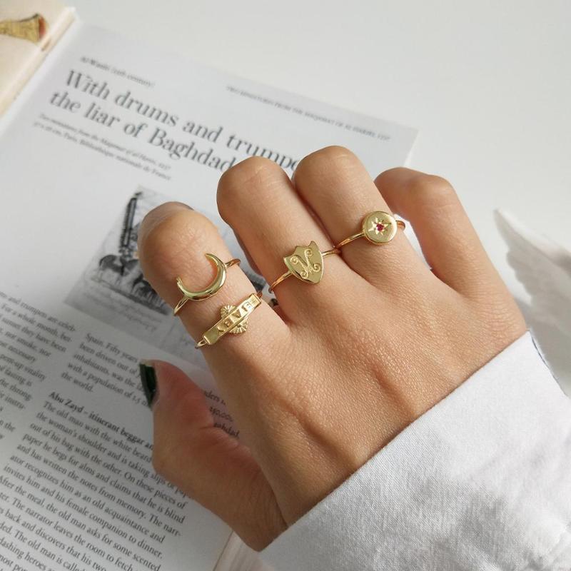 

Cluster Rings Real S925 Pound Ring 18K Gold Multiple Geometric Opening Ladies Party Wedding High-end Fashion Jewelry Accessories