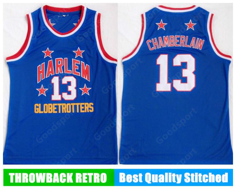 

Harlem globetrotters Stitched 13 Wilt Chamberlain embroidery Swingman jerseys Jersey SHIRTS cheap whole sport basketball shirts speed, Black;red