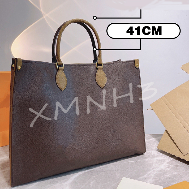 

On The Go Designer Bags Big Printing Letter Handbag Fashion Stitching Style Tote Luxury Shopping Bag Originals Hardware 41 35CM MINI, Brown 23cm