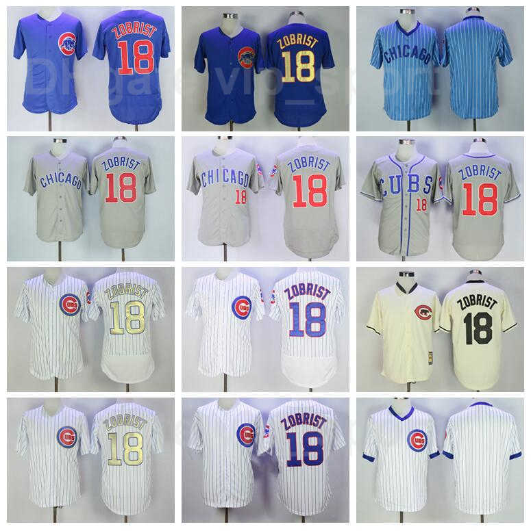 

Men Retro Baseball 18 Ben Zobrist Vintage Jersey Stitched Cooperstown Cool Base Pullover Flexbase 2016 Retire Blue White Grey Beige