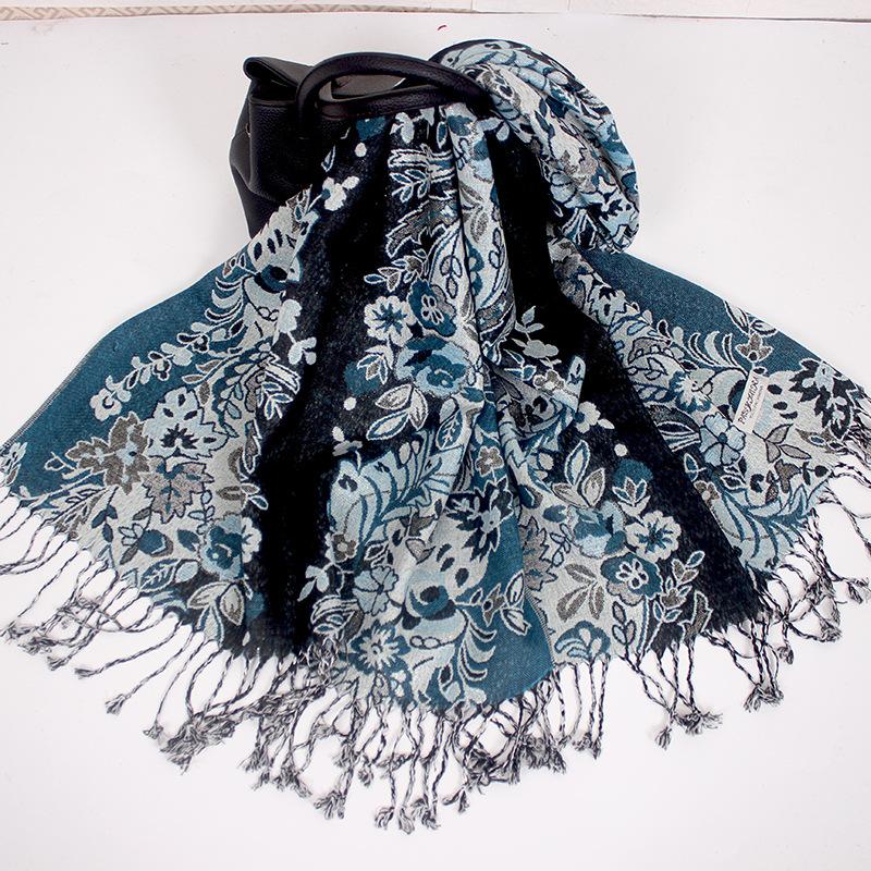 

Scarves Scarf Autumn Winter Fashion Ethnic Style Floral Tassel Shawl Women Print Warm Hijab And Wraps Muslim Sjaal Travel Poncho Blanket