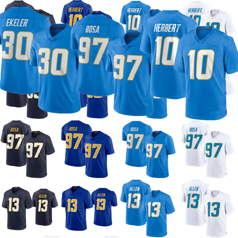 

10 30 13 33 97 Football Jerseys white Blue stitching, Color
