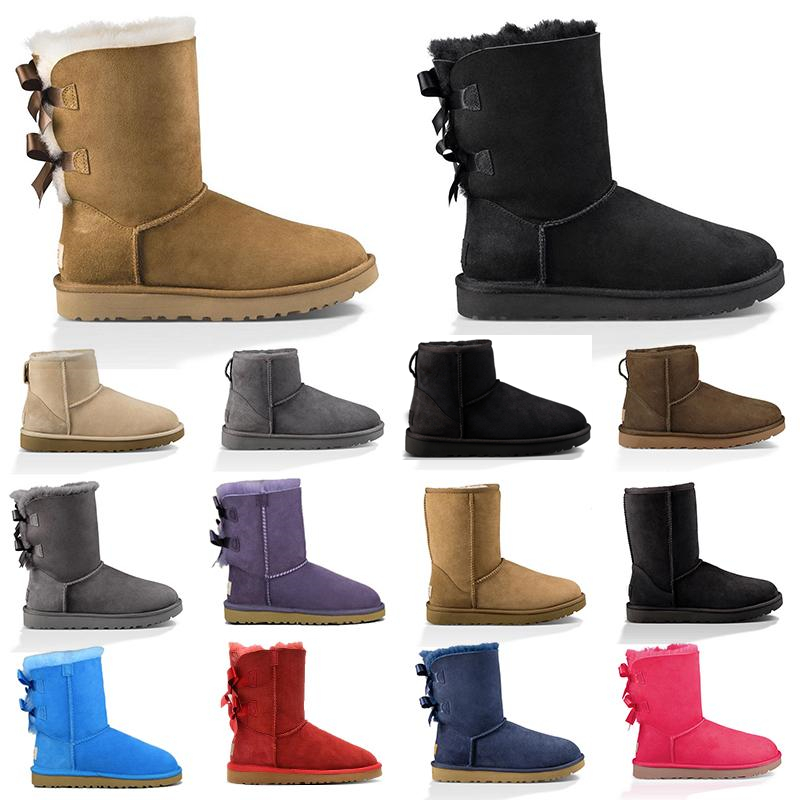 

2021 women snow boots for winter triple black chestnut pink navy blue grey beige purple fashion classic ankle short boot womens booties shoes, 15 black mini