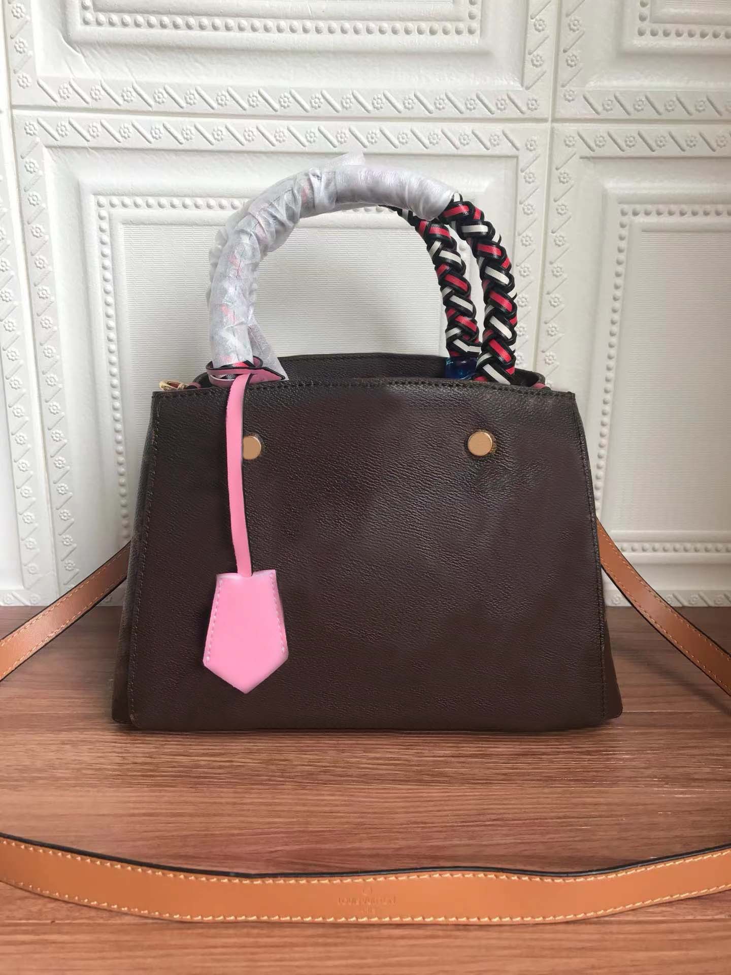 

Senior designer leather women shoulder bags handbags 2021 fashion large capacity portable one-messenger bag, Brown#44671