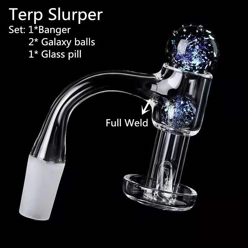 

Suit 20mmOD Beveled edge full weld Terp Slurper Smoking Quartz Banger With Pill Glass Galaxy Pearls 90 Nails For Water Bongs Dab Rigs