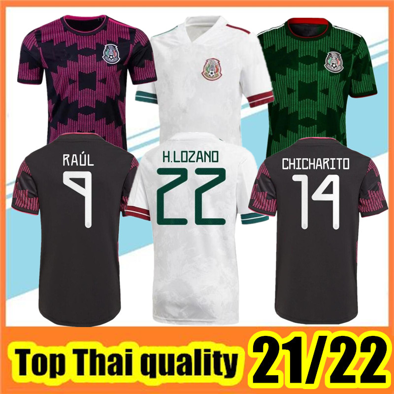 

2021 Mexico Soccer Jerseys CHICHARITO 20 21 LOZANO DOS SANTOS Gold Cup Camisetas Home Away Football Shirt Adult Men Wear, White