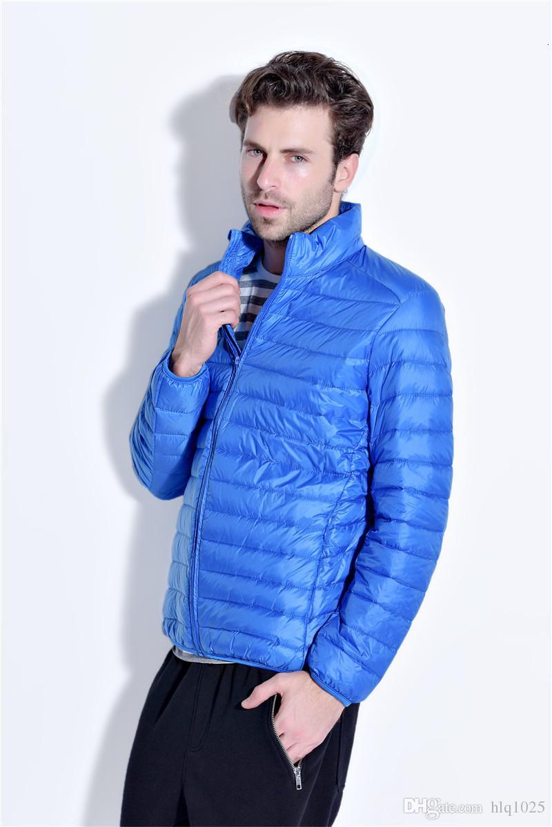 

Men Casual Autumn Winter Stand Collar Fashion Warm Coat Mens Ultra Light Thin White Duck Down Jackets, Black