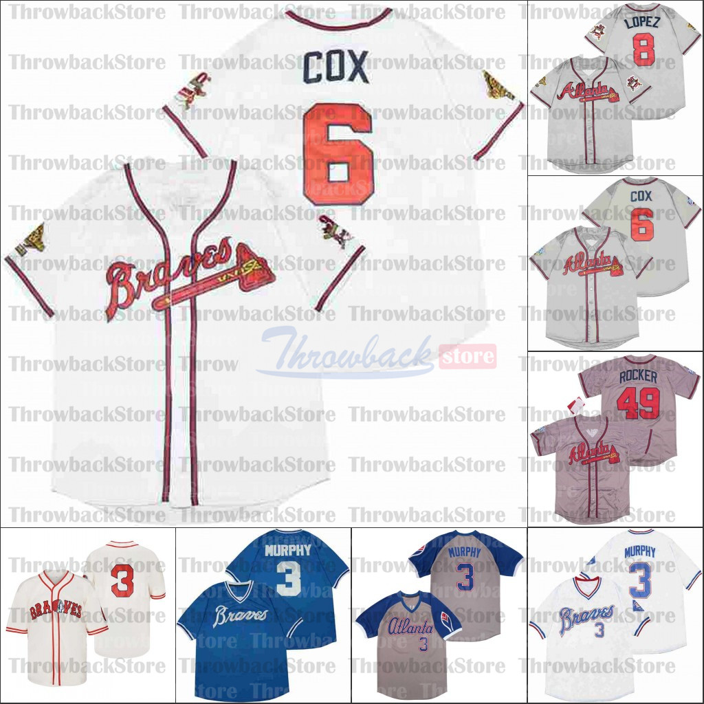 

Retro Baseball 1935 and 1995 Home Jersey 3 MURPHY 49 ROCKER 8 LOPEZ 6 COX, As photo