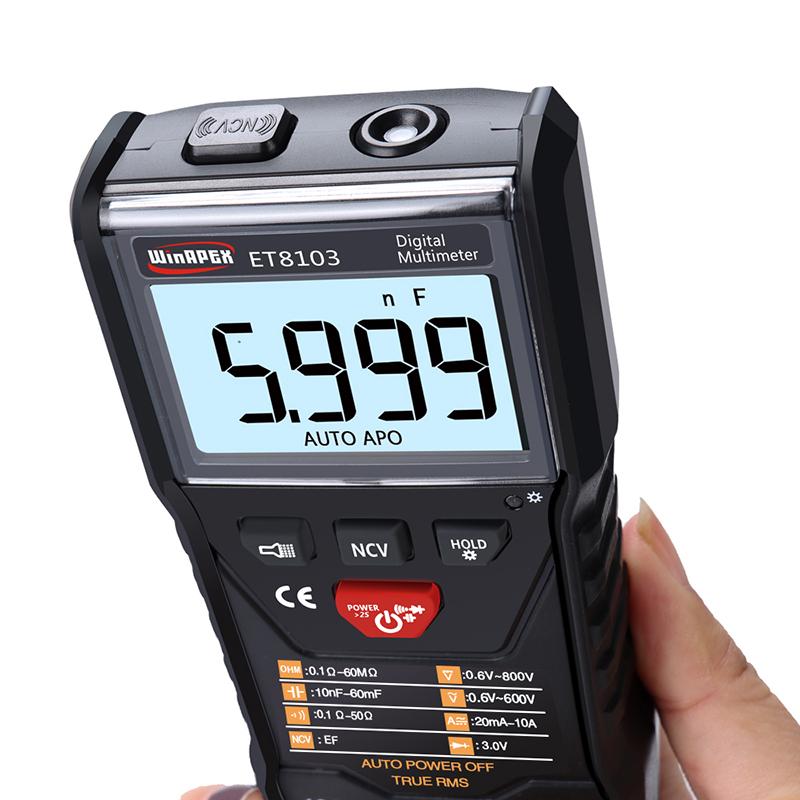 

Multimeters ET8103 Full Intelligent Digital Multimeter NCV True RMS Voltage Resistance Diode Mini Portable Measure Tool