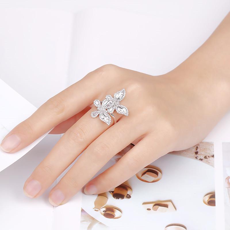 

Cluster Rings 925 Silver Color Diamond Ring 2 S Wedding For Women Butterfly Bijoux Femme Topaz Gemstone Fine Jewelry Anel