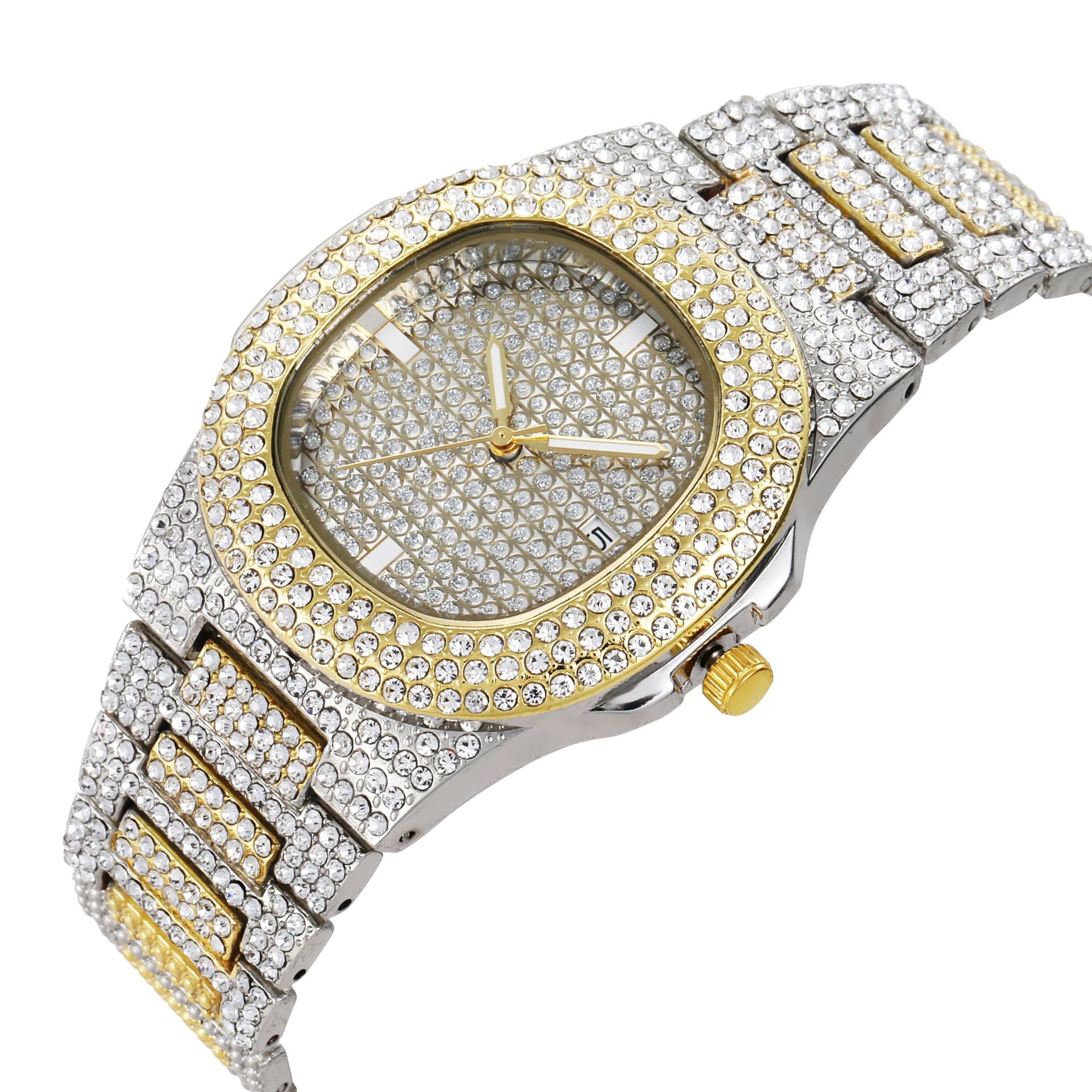 

Watch of men Factory Ultra Thin Diamond Bezel 40MM Crystal Dial Quartz Movement Diamond Strap Ladies Mens Fashion Wristwatches, Slivery;golden