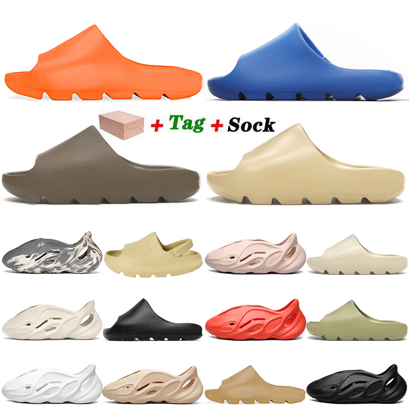 

WITH BOX 2021 Kanye Slides Slippers West For Men Women KID Sandals Foam Runner Outdoor Hotel Triple Black Enflame Orange Trainers Flip Flop Size 32-47, #b1 36-47 enflame orange